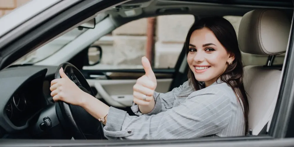 happy woman driver
