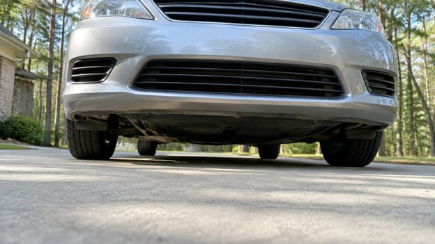 Photo for used car fluid leaks in Conroe TX: silver sedan parked on a dry driveway
