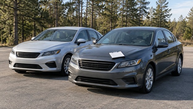Compare used cars Conroe TX side by side on a quiet lot with a clipboard