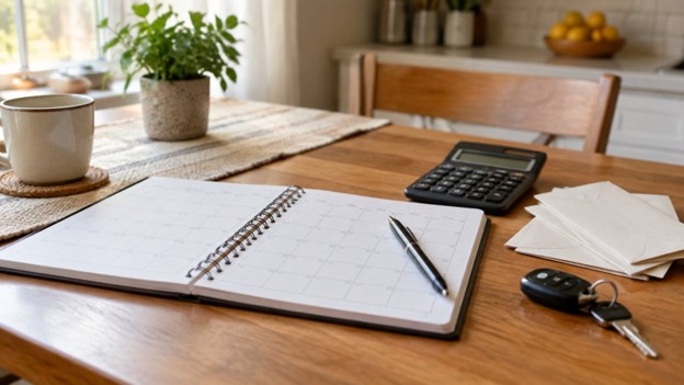 Duncan 10.7.26 Bad credit car loans Duncanville TX budget notebook, calculator and car key on a kitchen table