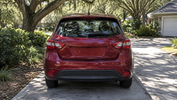 Gainesville 12.13.26 Photo for used car backup camera in Gainesville FL: red hatchback seen from behind in a driveway