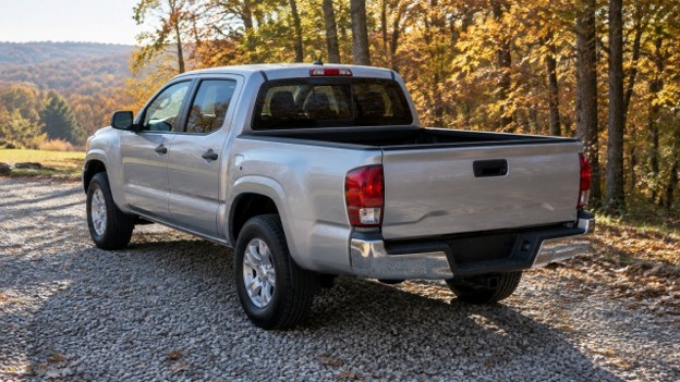 Rogers Blog 10.6.26 Used pickup truck Rogers AR parked in a driveway beside autumn trees